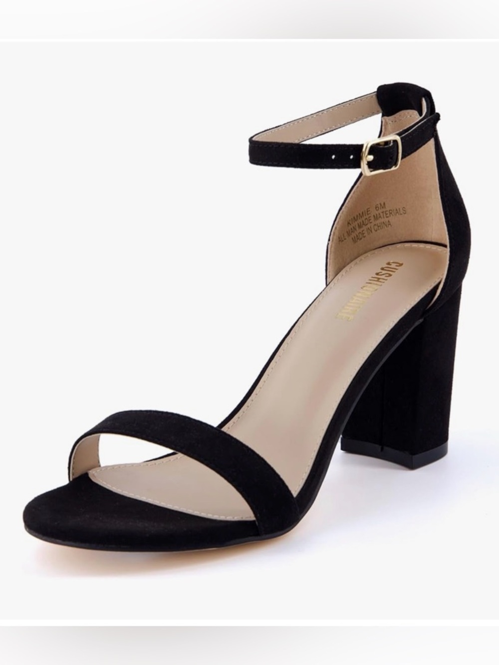 Cushionaire Black Microsuede Ankle-Strap Block Heel Sandal Size 11